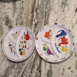 LOT 2 1987 Anacapa Melamine Ware Dinosaurs & 123ABC  Vtg. 10"Serving Plates VTG.